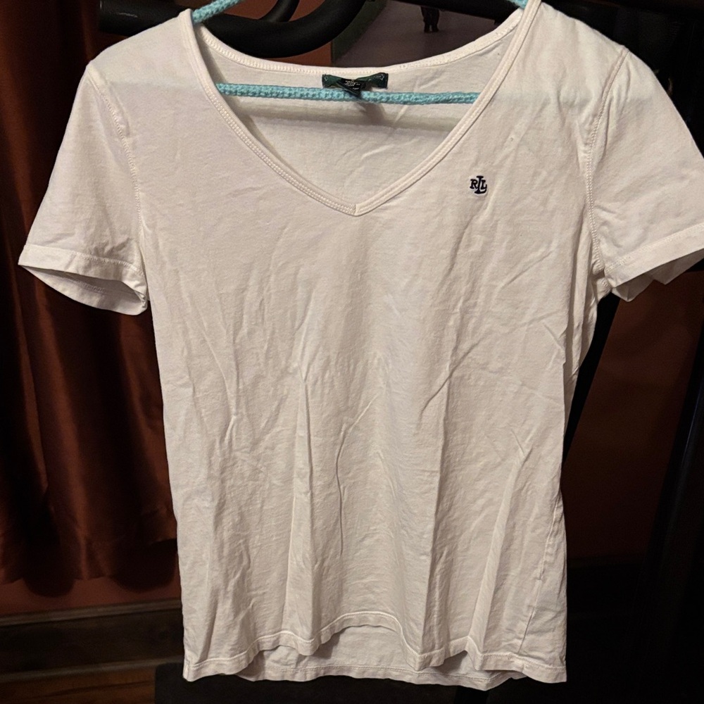 Lauren Ralph Lauren white V-Neck Tee